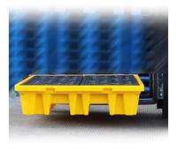 Plataforma para derrames de petróleo, Plataforma Modular de contención de derrames, palé apilable a Prueba de Fugas, Plataforma de derrames con Rejilla, palé de derrames Resistente Amarillo