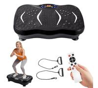 Plataforma vibrante pérdida de peso, placa vibratoria fitness con 5 modos y 99 velocidades ajustables, panel táctil inteligente, función Bluetooth y mando a distancia, 2 bandas de resistencia