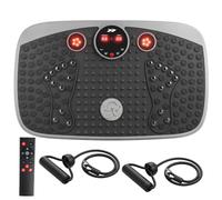 Plataforma vibratoria de 150 W hasta 150 kg, 9 programas con bandas de entrenamiento y altavoces Bluetooth, plataforma vibratoria de 10 mm de amplitud, mando a distancia, BodyWave Max