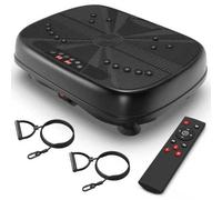Plataforma vibratoria para el hogar, entrenamiento de cuerpo completo, con bandas de resistencia, 1 - 99 velocidades, compacta, antideslizante, color negro