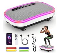 Plataforma Vibratoria, Plataforma Vibración Muscular, 9 Modos Ajustables, 1-120 Niveles De Intensidad, Altavoz Bluetooth Integrado, Control Remoto, Pantalla LED, Capacidad de 150 KG (Blanco)