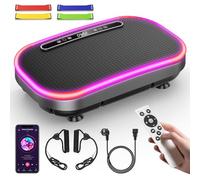 Plataforma Vibratoria, Plataforma Vibración Muscular, 9 Modos Ajustables, 1-120 Niveles De Intensidad, Altavoz Bluetooth Integrado, Control Remoto, Pantalla LED, Capacidad de 150 KG (Plata)