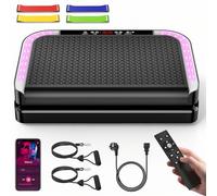 Plataforma Vibratoria, Plataforma Vibración Muscular con 9 Programas, 200 Niveles de Intensidad, Altavoz Bluetooth, Control Remoto, Bandas y Cuerdas de Resistencia, Pantalla LED, MAX Capacidad 200 KG