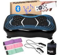 Plataforma vibratoria - Plataforma vibración Muscular - Vibration Plate - Plataforma vibración Adelgazar - Vibrating Plate con Sonido inalámbrico Bluetooh + Bandas elásticas , Manual y Toalla