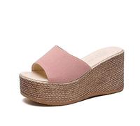 Plataformas Sandalias Mujer, Morbuy Verano Moda Cómodosandalias Cuña Planas Punta Abierta Tacón Ancho Transpirable Confort Antideslizant Plantilla Zapatillas Chanclas (36,Rosado)