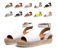 Plataformas Sandalias Mujer, Morbuy Verano Talla Grande Roma Moda Cómodosandalias Cuña Planas Punta Abierta Tacón 5.6CM Transpirable Confort Antideslizant Plantilla Zapatillas Chanclas (41,Blanco)