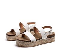 Plataformas Sandalias Mujer, Morbuy Verano Talla Grande Roma Moda Cómodosandalias Cuña Planas Punta Abierta Tacón 5.2CM Transpirable Confort Antideslizant Plantilla Zapatillas Chanclas (37,Blanco)