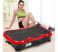 Plataformas Vibrantes y Oscilantes, Placas de Vibración con Control Remoto, Bandas de Resistencia, Máquina de Ejercicio de Fitness Vibración con Altavoz Bluetooth (Negro+Rojo)