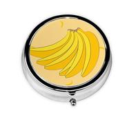 Plátano de dibujos animados. Este pastillero de viaje pequeño, redondo y de tres compartimentos es perfecto para almacenar medicamentos diarios, vitaminas y sobre la marcha.
