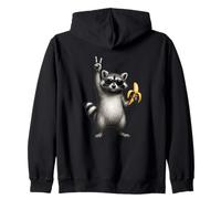 Plátano Mapache Lover Peace Sign Foody Fruit Cool Racoon Sudadera con Capucha