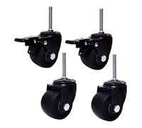 Plate Casters 3 Inches 75mm Heavy Duty Castor Wheels Thread M12 X 60mm Long Screw Casters 1000kg Silent Nylon with Brake Swivel Castors for Industrial Transport Workbench Factory Castors (Size(2brake+
