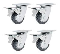 Plate Casters Heavy Duty Castor Wheels 4568 Steel 800kg-1300kg Silent PU with Brake Swivel Castors Plate Casters Industrial Transport Workbench Factory 4 Pcs Castors (Color :(4in 4brake)