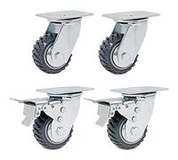 Plate Casters Heavy Duty Castor Wheels 4568 Steel 800kg-1300kg Silent PU with Brake Swivel Castors Plate Casters Industrial Transport Workbench Factory 4 Pcs Castors (Color :(5in 2brake+2swivel)