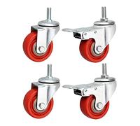 Plate Casters Thread M12 Furniture Wheels 75mm/4 Inches/5‘‘ Office Table with Brake Industrial Casters Heavy Duty Casters Silent PU 360kg Swivel for Workbench 4 Pcs Castors (Color :(3inch)
