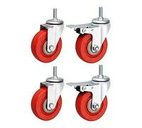 Plate Casters Thread M12 Furniture Wheels 75mm/4 Inches/5‘‘ Office Table with Brake Industrial Casters Heavy Duty Casters Silent PU 360kg Swivel for Workbench 4 Pcs Castors (Color :(4inch)
