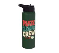 Plate Cleanup Crew Foodie Humor Funny Saying Quote Stainless Steel Insulated Water Bottle
