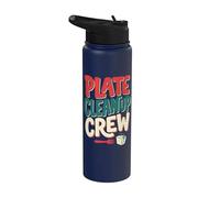 Plate Cleanup Crew Foodie Humor Funny Saying Quote Stainless Steel Insulated Water Bottle