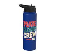 Plate Cleanup Crew Foodie Humor Funny Saying Quote Stainless Steel Insulated Water Bottle