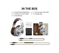 (Plateado) Auriculares con cable Oneodio A71 con micrófono Auriculares de estudio DJ Monitor profesional