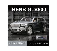 (Plateado con caja) 1:24 Benz Maybach Gls600 Modelo de coche de aleación Sonido y luz Pull Back Juguete