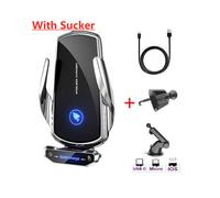 (Plateado con ventosa) Cargador inalámbrico para coche de 15 W para iPhone 12 13 14 Pro Max Xiaomi Mi