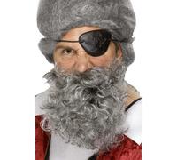Plateado Gris Pirata Barba Buccaneer Capitán Rizado Adultos Disfraz