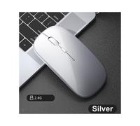 (Plateado) Nuevo ratón inalámbrico Bluetooth de 2,4 GHz, ratón óptico USB para PC, ordenador portátil