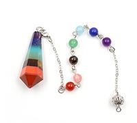 Plateado Pirámide de Reiki Pyramid 7 Chakra Stone Rainbow Punto de curación Punto Colgante Péndulos Dowsing Joyería-3