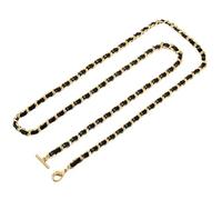 Plateado y Negro Trenzado Cadena Correa de Hombro de Repuesto for Bolso, Correa Bandolera, herrajes metálicos, Cierre Tipo Toggle de Barra en T