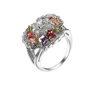 Plated 18K Rings for Women, Unique Promise Rings for Her Flowers Heart Shape Anniversary Ring Cubic Zirconia