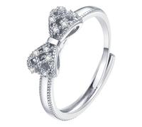 Plated 925 Sterling Silver Rings For Women Cubic Zirconia Promise Rings for Her Stackable Wedding Rings For Women Bow Stacking Ring Sets Walking Ring Fitness, A, Metal, Sin piedra preciosa