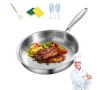 Plateful Titanium Pan, 100% Pure Titanium Alloy Non-stick Pot, Multifunctional Ultra-Durable Frying Nonstick Pans Without Coating, Even Heating for Cooking, Dishwasher-Friendly(With lid,11.02in/28cm)