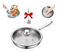 Plateful Titanium Pan with Lid, 100% Pure Titaniu Pan for Cooking, Non-Stick titanium Hammered Pa s, Ultra-Durable & Scratch-Resistant, Perfect for Cooktops (11.02in,With Lid)
