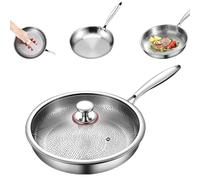 Plateful Titanium Pan with Lid, 100% Pure Titanium, Non-Stick Hammered Pans Pro, Ultra-Durable & Scratch-Resistant, Naturally Non-Stick, Dishwasher Safe (26CM)