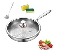Plateful Titanium Pan with Lid, 100% Pure Titanium Pan for Cooking, Non-Stick titanium Hammered Pans Pro, Ultra-Durable & Scratch-Resistant, Perfect For Kitchen Cooking (With Cover,11.02in/28cm)