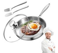Plateful Titanium Pan with Lid, 100% Pure Titanium Pan for Cooking, Non-Stick titanium Hammered Pans Pro, Even Heating, Stay-Cool Handle, For Every Cooktop (With lid,28cm)
