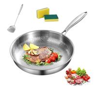 Plateful Titanium Pan with Lid, 100% Pure Titanium Pan for Cooking, Non-Stick titanium Hammered Pans Pro, Ultra-Durable & Scratch-Resistant, Perfect For Kitchen Cooking (NO Cover,11.81in/30cm)