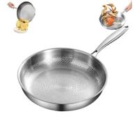 Plateful Titanium Pan with Lid, 100% Titanium Pro Hammered Pans for Cooking, Stay-Cool Handle, Even Heating, Naturally Non-Stick with Minimum Oil (No Lid,10.23in / 26cm)