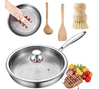 Plateful Titanium Pan With Lid, Plateful Titanium Pro Pan, Multifunctional Non-Stick Without Coating Cookware, Scratch-Resistant Durable Flat, Even Heat Cooking(With lid,28cm/11.02in)