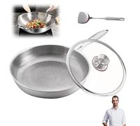 Platefull Titanium Hammered Frying Pan with Lid, Platefull Titanium Pan, Upgraded Non-stick Without Coating, Durable and Scratch Resistant, for Kitchens and Easy to Clean (LID,26CM)