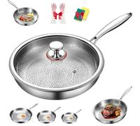 Platefull Titanium Pan, 2026 Upgrade to 100% Non-toxic Titanium Pan, Ultra-Durable, Non Stick Chemical-Free, Extreme Heat-Resistant, Compatible With All Cooktops (12.60in/32cm,With Lid)