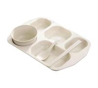 Plates With Compartments - Five Section Breakfast Tray Serving Planner | Meal Allocation Dish Calorie Guidance Organizer Featuring Reinforced Polymer Build Heat Safe Stackable Design For Kids, Adults