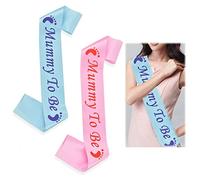 PLATEYTR 2 Piezas Banda para Baby Shower, Mummy To Be Baby Shower Sash, Daddy To Be Baby Shower Sash, Baby Shower Sash para Baby Shower, Fiesta de Bienvenida de bebé(Azul + Rosa)