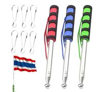 PLATEYTR 3PCS Astas Bandera Telescópicas, 2m asta Bandera telescópica con Mango Esponja, Inoxidable Extensible Plegable Asta de Bandera para Guía de Viaje Banner Viajes Enseñanza