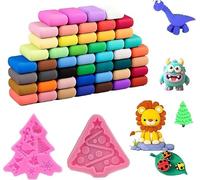 PLATEYTR Arcilla de Secado al Aire 48 Colores, Arcilla moldeable Infantil Ligera y Suave, Manualidades Creativas para niños, tamaño Ideal con moldes navideños incluidos para Juego sensorial