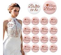 PLATEYTR Insignia Broche Pin de Novia en Inglés, 1pcs Novia Bride “Bride” + 17pcs Team Bride “Team Bride”, Accesorios Novia para Boda Dama de Honor Despedida de Soltera Fiesta Decoración Party