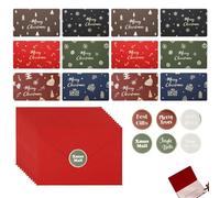 PLATEYTR Tarjetas de Navidad con Sobres 12 Unidades, Navidad Tarjeta de Felicitación, Tarjetas de felicitación en Blanco, diseño navideño Elegante, Papel Grueso, aptas para Familia, Amigos y Empresas