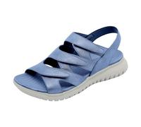 Platform Sneaker Damen Plateau Sommerschuhe Rutschfest Trekkingsandalen Frauen Slim-Simply Stretch Sportsandale Leicht Outdoorsandale mit Lederlaufsohle Mode Offene Zehen Römersandalen, azul, 41 EU