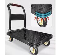 Platform Trucks Industrial Trolley 90x60 cm Portátil Moving Cart Large Flatbed with Wheels 2200 kg. Capacidad de carga (90 x 60 cm, negro)