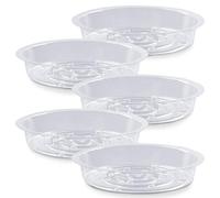 Platillo para plantas, paquete de 5 bandejas de goteo de plástico resistente, plato pequeño para plantas, platillos de plástico transparente resistente, bandeja para macetas, bandeja de goteo para
